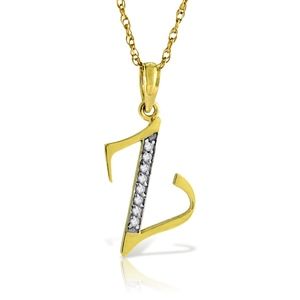 14K GOLD NECKLACE DIAMONDS INITIAL "Z" PEDANT